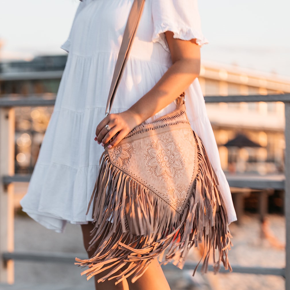 Fringed boho leather handbag, gypsy style bag – Thunder Rose Leather