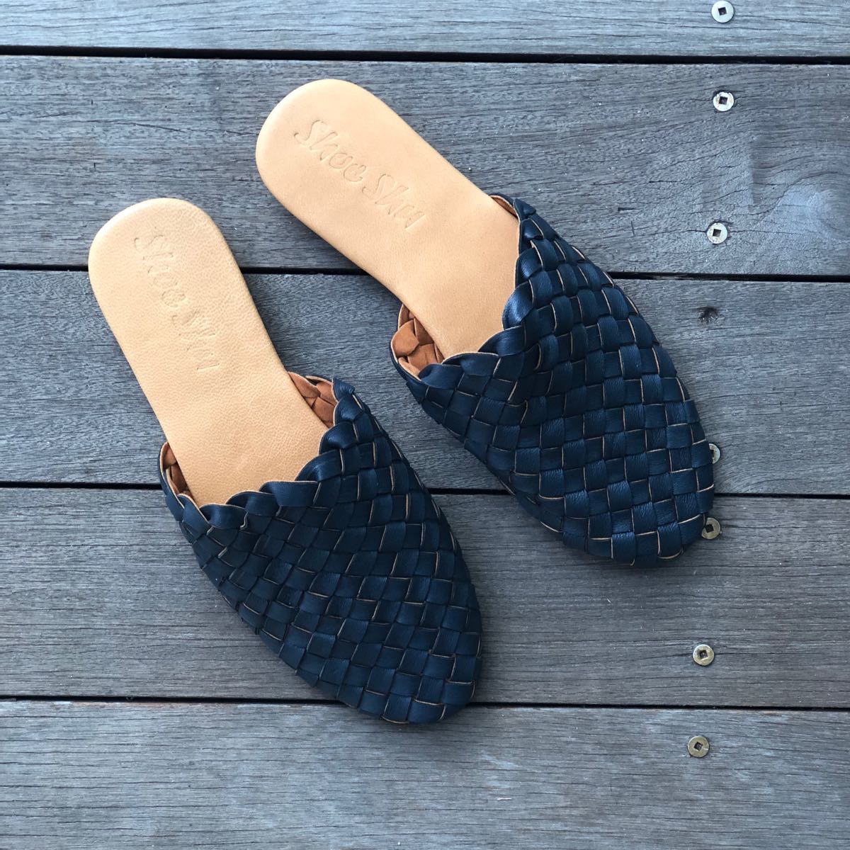 woven loafer slides