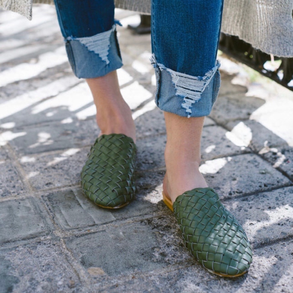 LEATHER WOVEN LOAFER SLIDE Shoe Shu