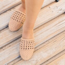 LEATHER WOVEN CAGE SLIDE